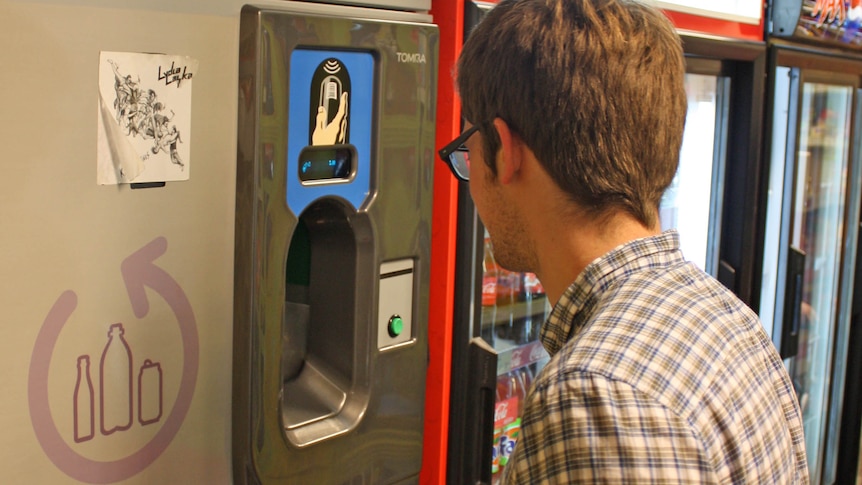 Recycling bottles at a supermarket in Norway