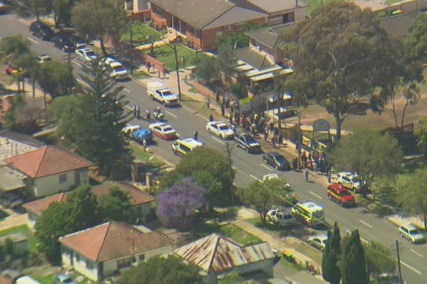 An aerial shot of the front of Banksia Road Public School.