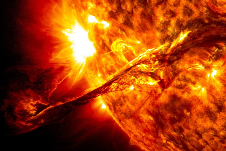 Close up of a solar flare