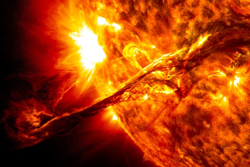 Close up of a solar flare