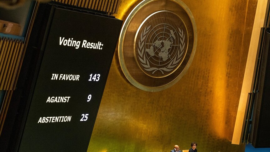 A screen displaying the results of a vote