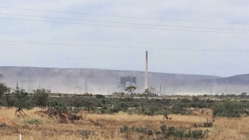 Ash cloud at former Port Augusta power station