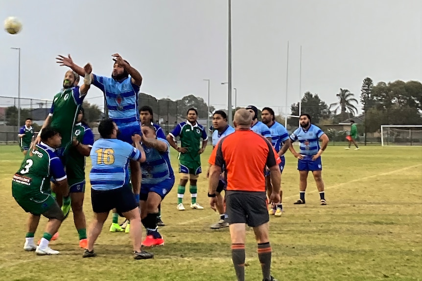 PALM scheme workers from the Pacific playing rugby