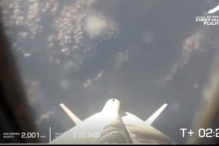 A view from Earth from the Blue Origin space craft