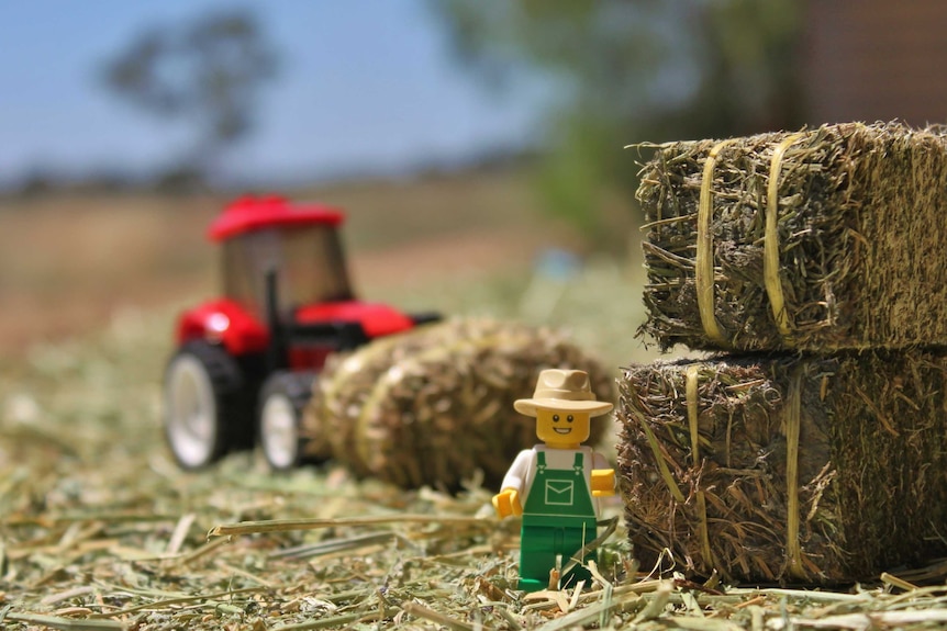 Lego minifig farmer bundles hay