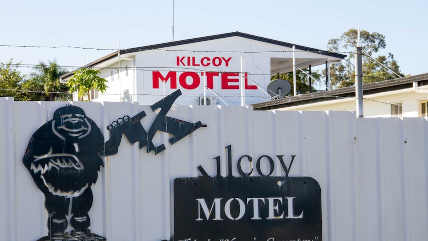 Kilcoy yowie branding on a fence in the town.