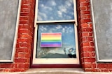 A rainbow poster inside a Mt Alexander council building
