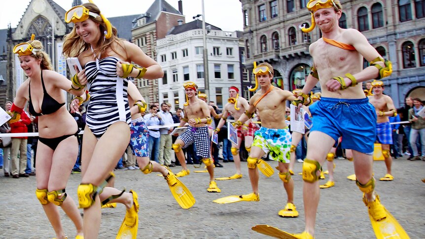 National Flipper Race in Amsterdam, the Netherlands.