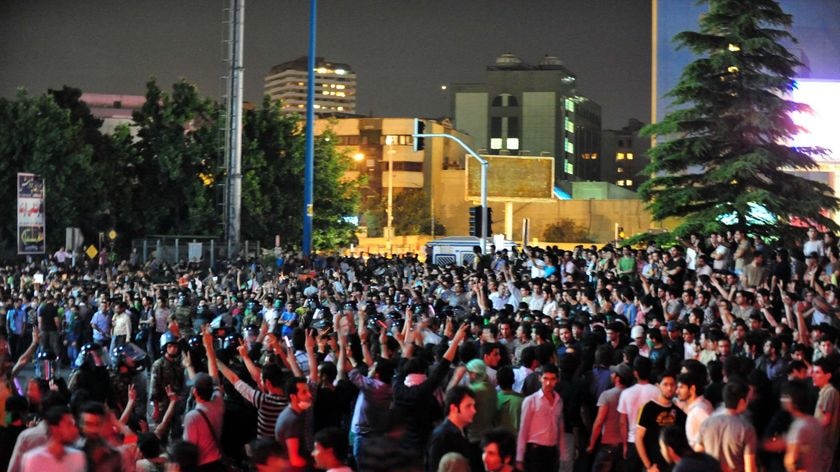Silent march: A crowd gathers at Vanak Square in Tehran to protest the Iranian election result.