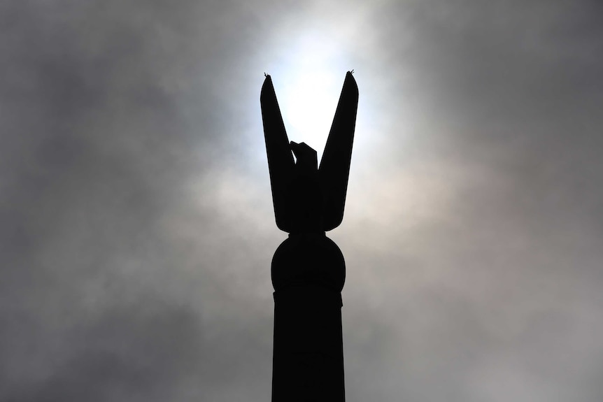 A silhouette of the Australian-American Memorial in Russell, Canberra.
