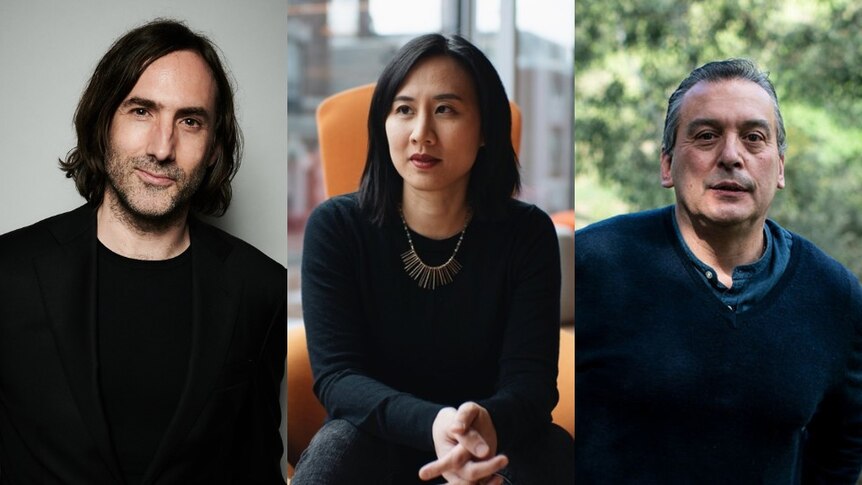 Side by side headshots of the novelists Paul Lynch, Celeste Ng and Christos Tsiolkas