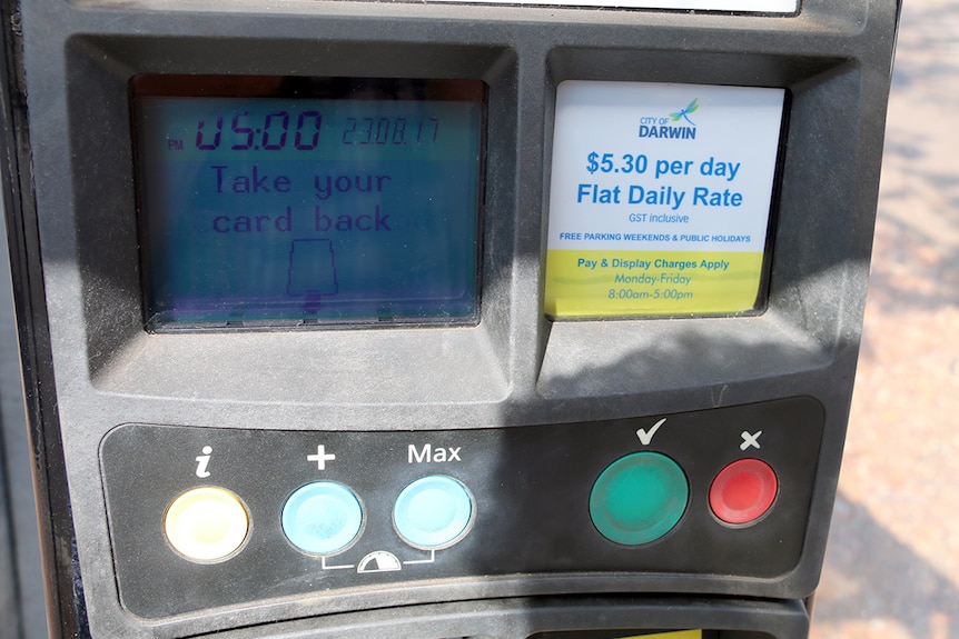 Parking meters in Darwin city were hit by a glitch that has caused them to reject credit cards.