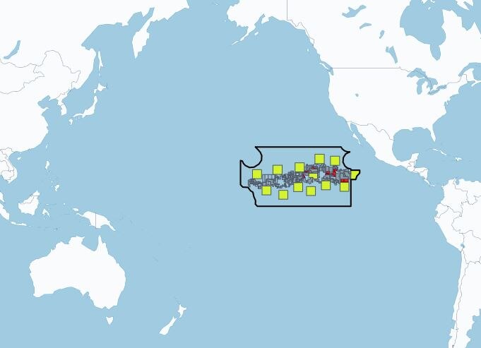 A map highlights locations in the north Pacific Ocean, near Hawai'i