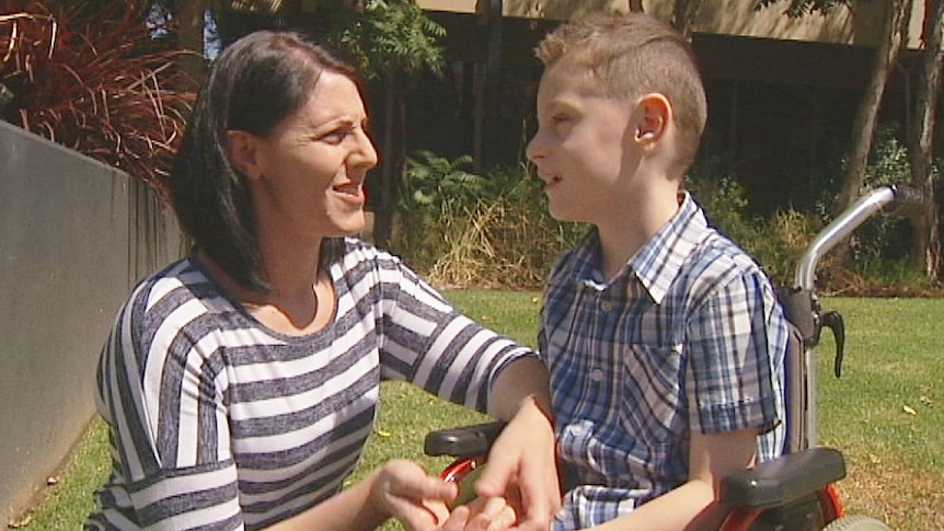 Maria Reinertsen with her son Matthew who has cerebral palsy