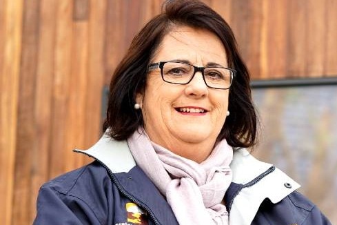 Casterton Kelpie Association President Karen Stephens smiles outside the Australian Kelpie Centre in Casterton.