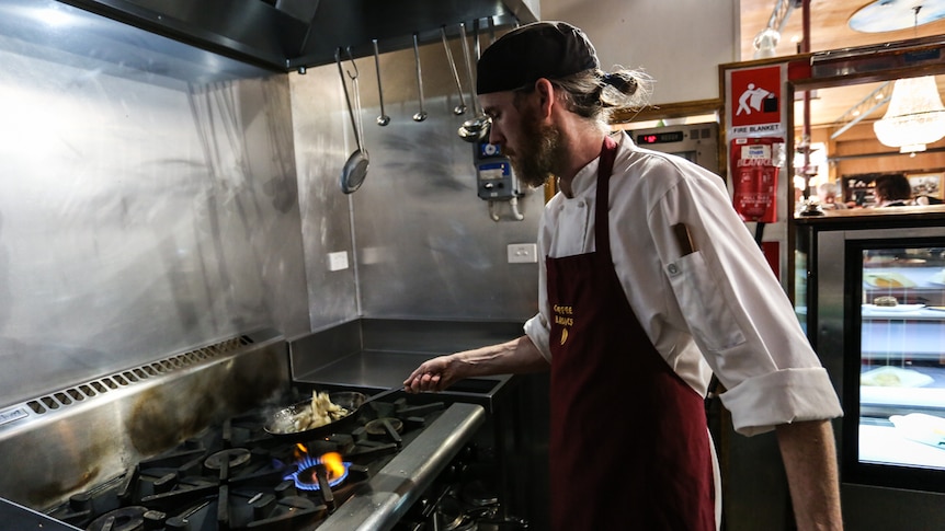 Chef Paul Sporton fries up some "meaty"oyster mushrooms which are rich in Vitamin B, calcium, phosphorous and iron.