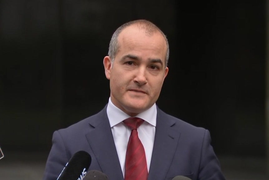 Victorian Deputy Premier James Merlino speaks at a media conference.