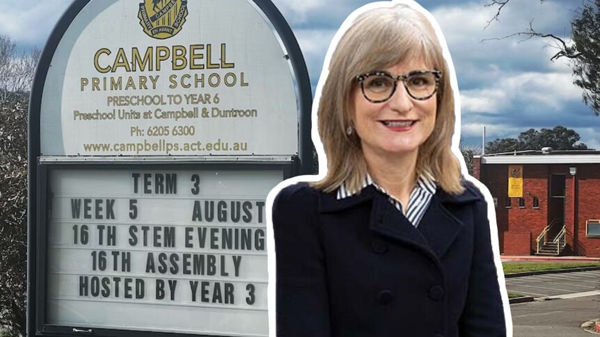 ACT Education Directorate director-general Katy Haire in front of Campbell Primary School.
