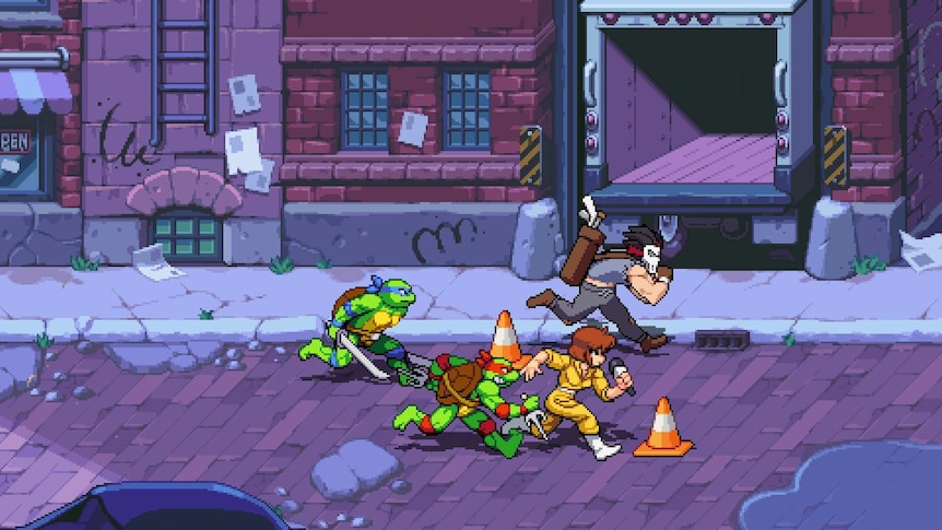 Screenshot from the video game Teenage Mutant Ninja Turtles Shredders Revenge