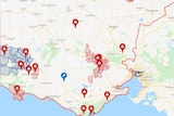 a map shows which areas are without power