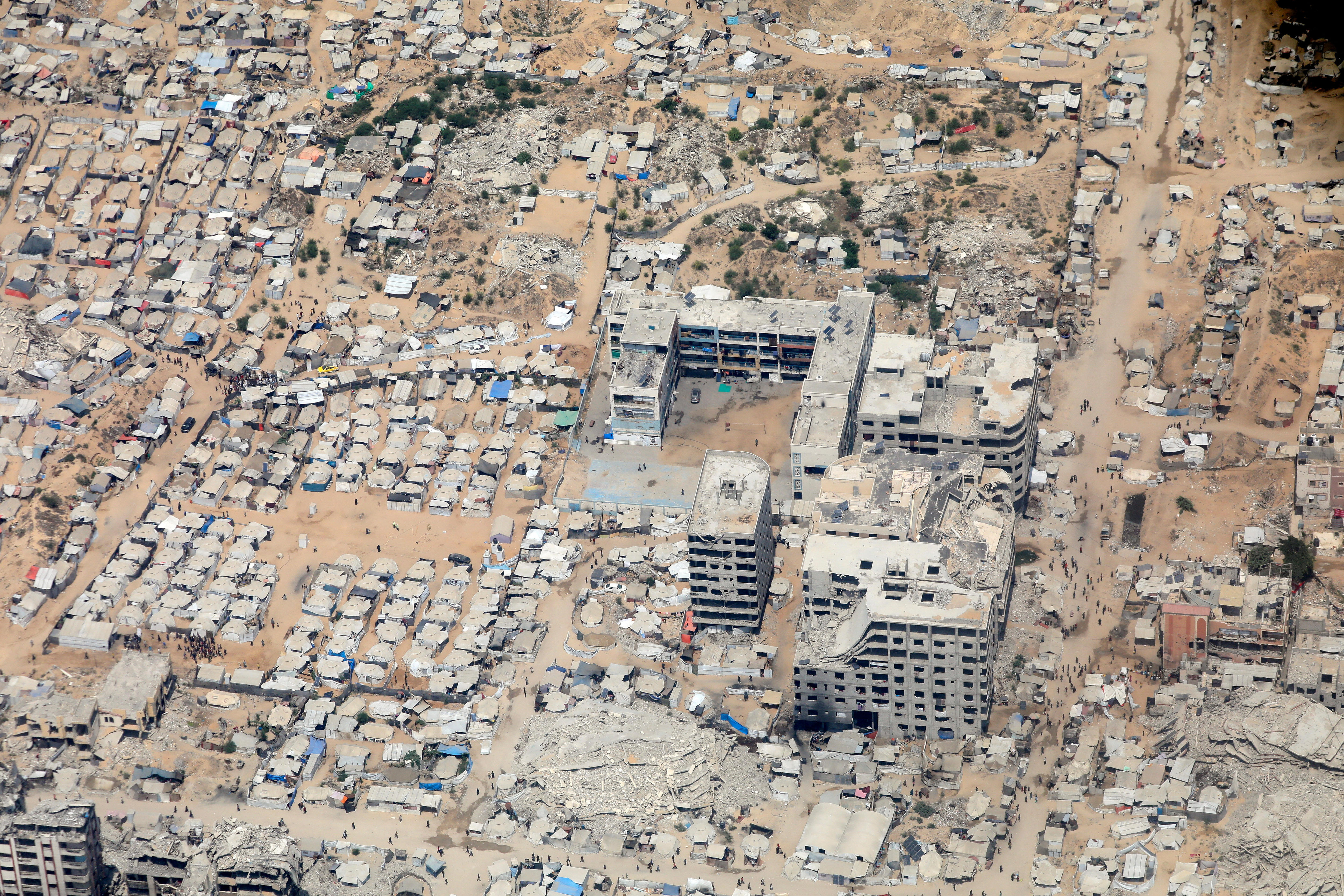 Blocks of flattened buildings.