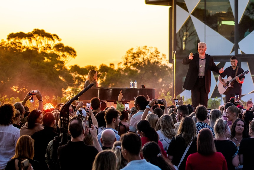 British singer Sam Smith performs on stage at d'Arenberg winery.
