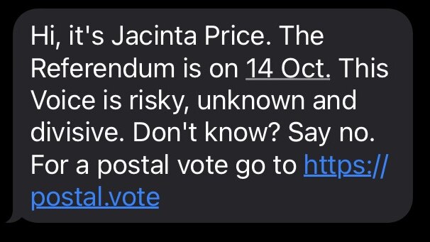 Jacinta Price text message.