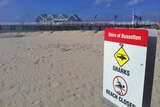 Beach closed sign at Busselton