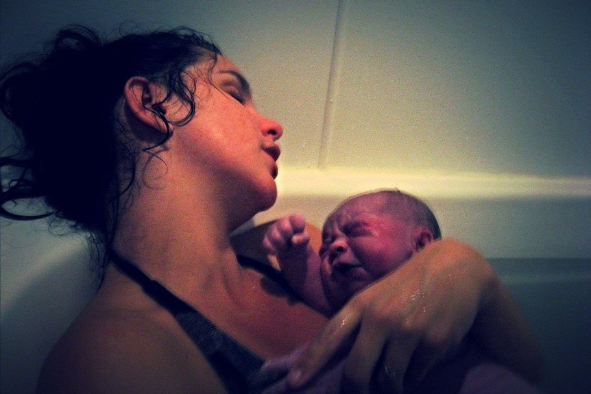 Jedda Reed after her water birth.
