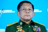 Commander-in-Chief of Myanmar's armed forces Min Aung Hlaing  wears a green uniform with golden insignia