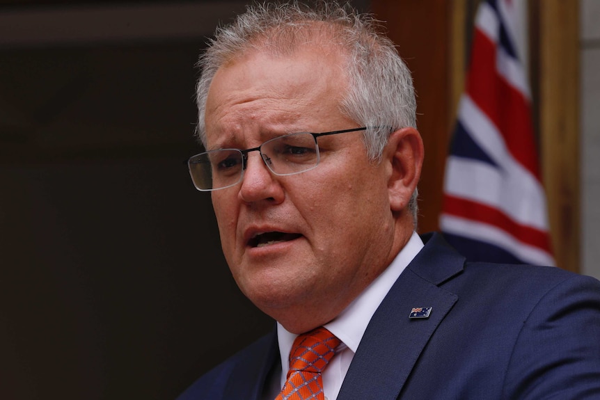 A close up of Prime Minister Scott Morrison