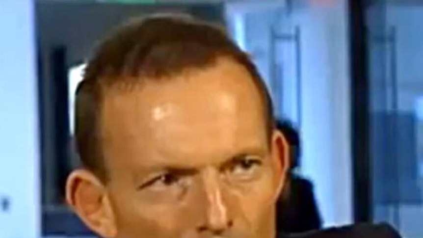 Opposition leader Tony Abbott speaks during an interview