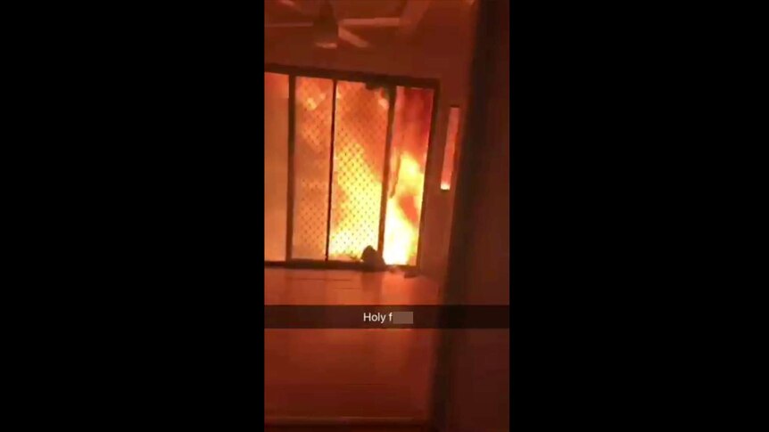 A video from within a house on fire in Coalcliff