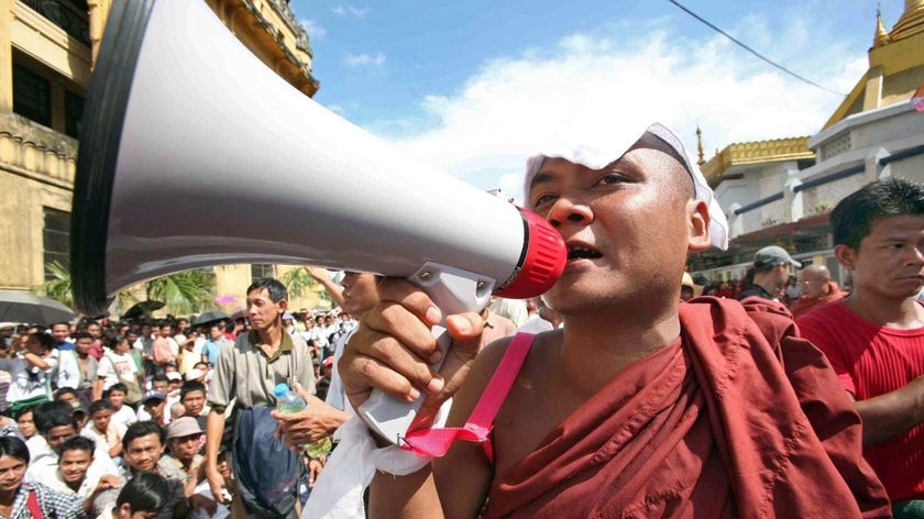 Thousands of monks, students and civilians in Burma have defied the junta's orders to stop their demonstrations.