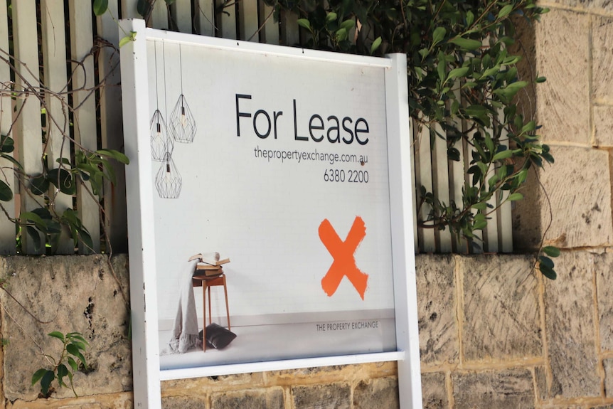 A for lease sign erected by The Property Exchange outside a Perth residence available for rent.