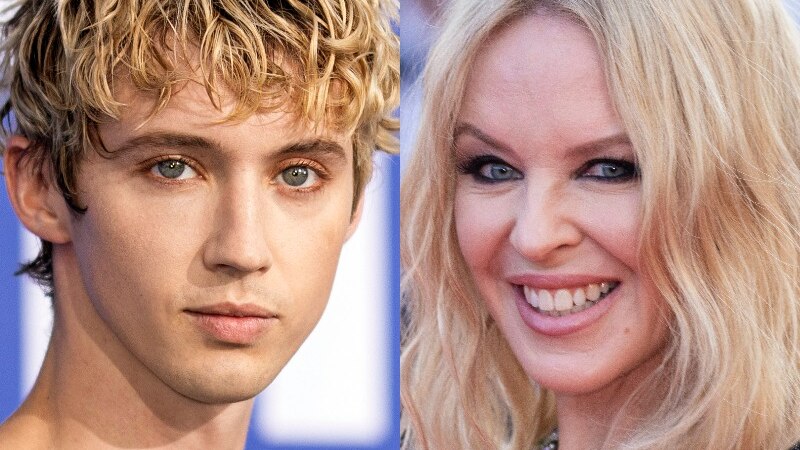 A composite image of Troye Sivan and Kylie Mingoue