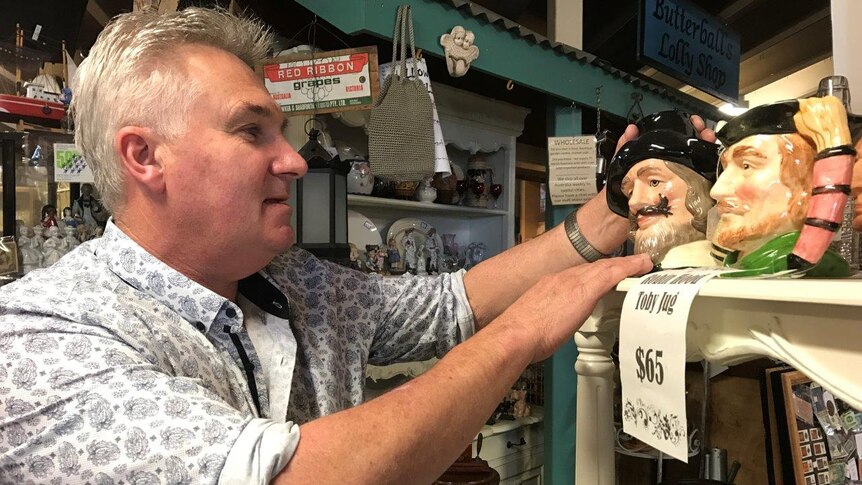 Devonport antique dealer John Cole puts new stock on display