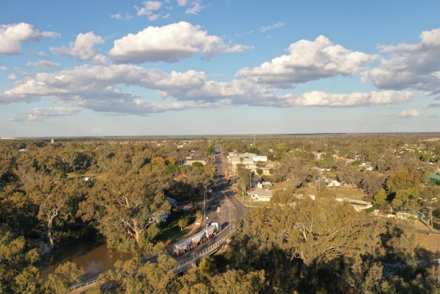 Aerial photograph of the Mungindi township.