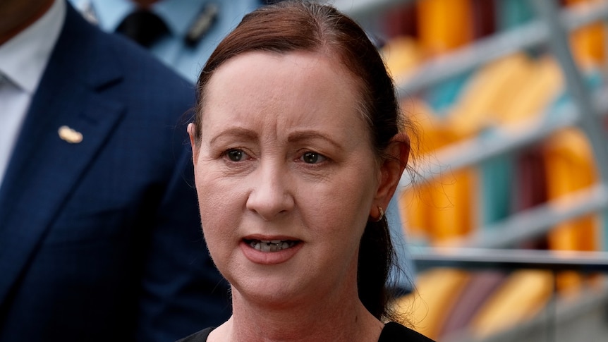 Queensland Health Minister Yvette D'Ath speaking at a press conference