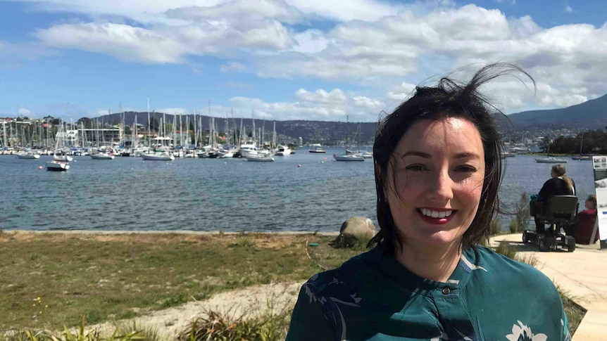 Labor candidate Jo Siejka stands on Hobart's eastern shore