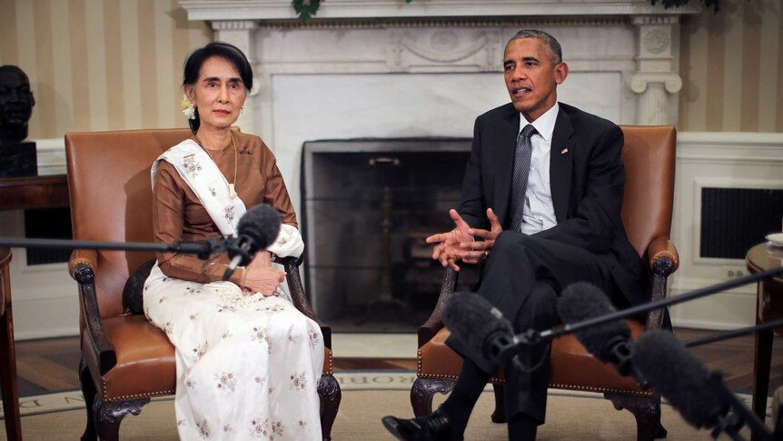 Obama and Suu Kyi at the Oval Office