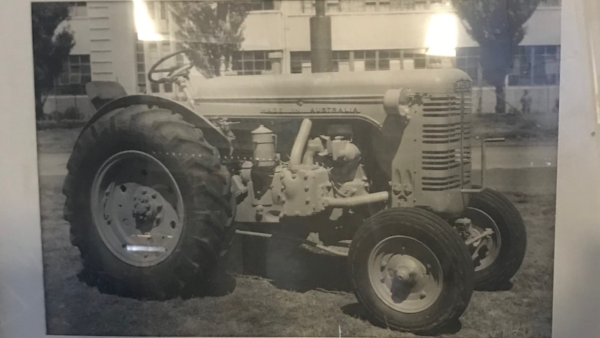A historic photograph of a tractor