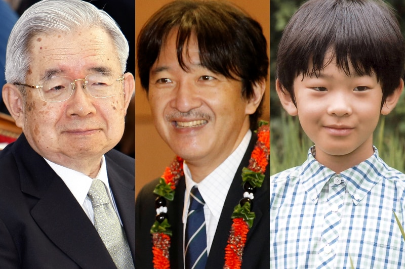 A composite image of Prince Hitachi, Prince Akishino and 12-year-old Hishahito