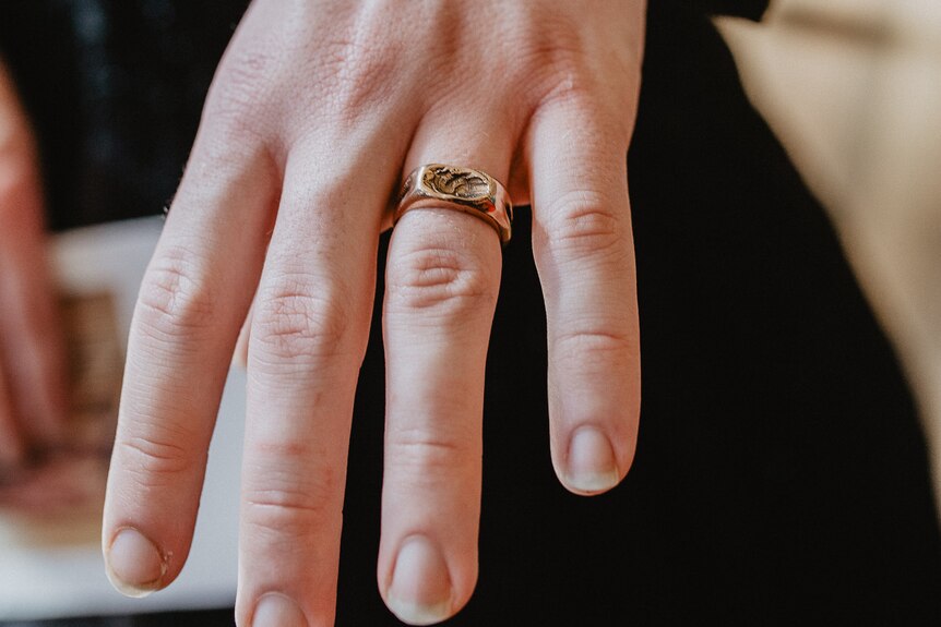 David's is seen with a wedding ring on the fourth finger of their left hand. 