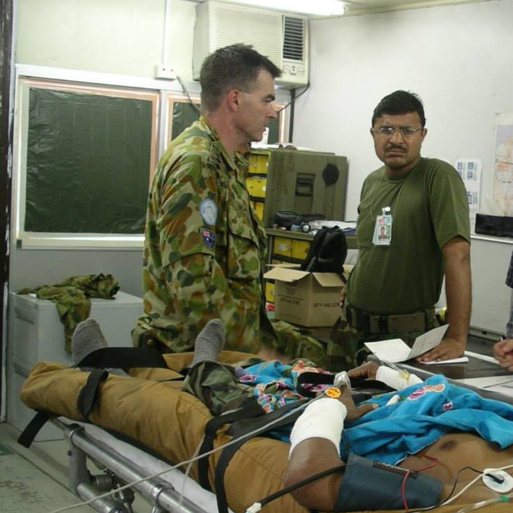 Steven Scally in a defence uniform works in a hospital.