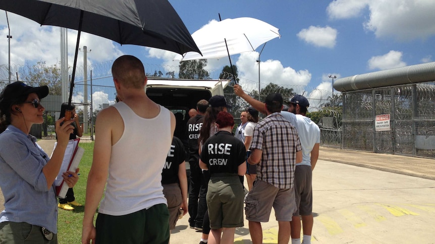 The film crew from the legal drama Rise on location at Borallon Correctional Centre in Ipswich