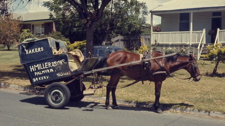 Undated image of the Miller's delivery cart.