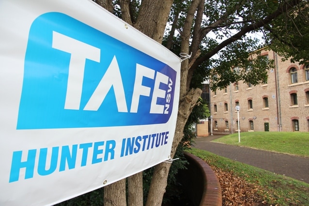 TAFE Hunter Institute generic logo and Hamilton campus entrance