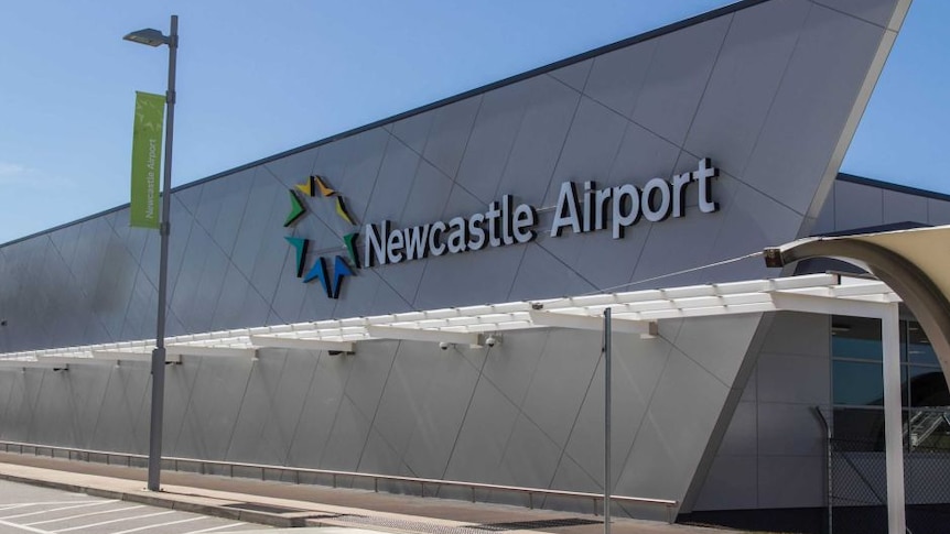 Exterior shot of the Newcastle Airport sign