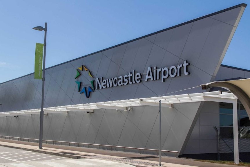 Exterior shot of the Newcastle Airport sign.